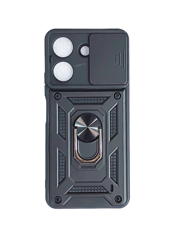 Shockproof Case with Sliding Camera Protection for Redmi 13c - Black & Red
