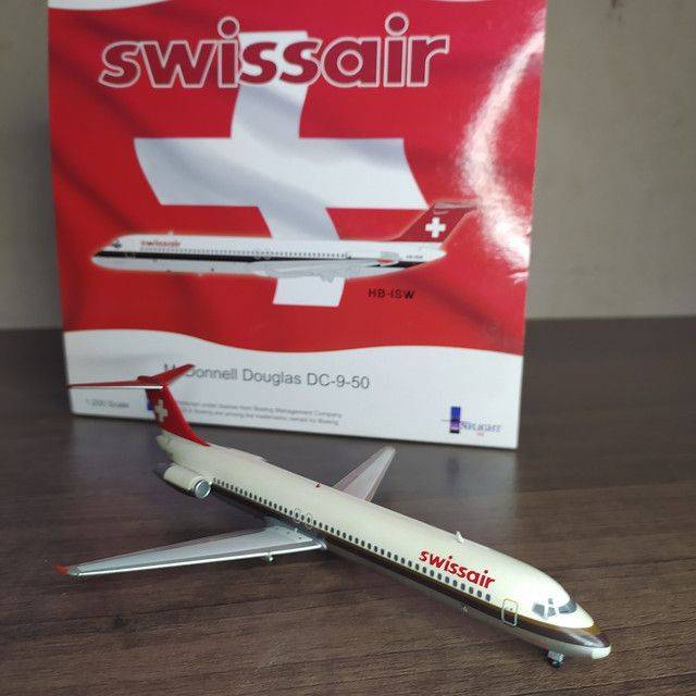 1:200 Scale, Swissair McDonnell Douglas DC-9-50, Diecast Display Model.
