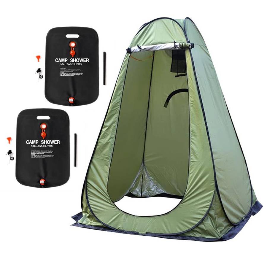 Pop-Up Camping Shower Tent With Solar Shower Bag