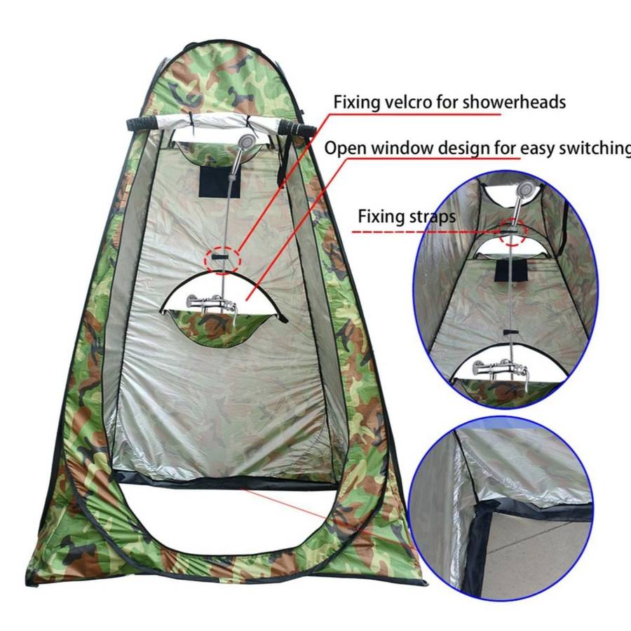 Pop-Up Camping Shower Tent With Solar Shower Bag