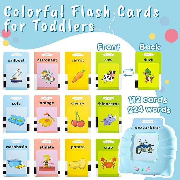 Flash Card Machine - Pictures and Audible Words Educational Toy Blue