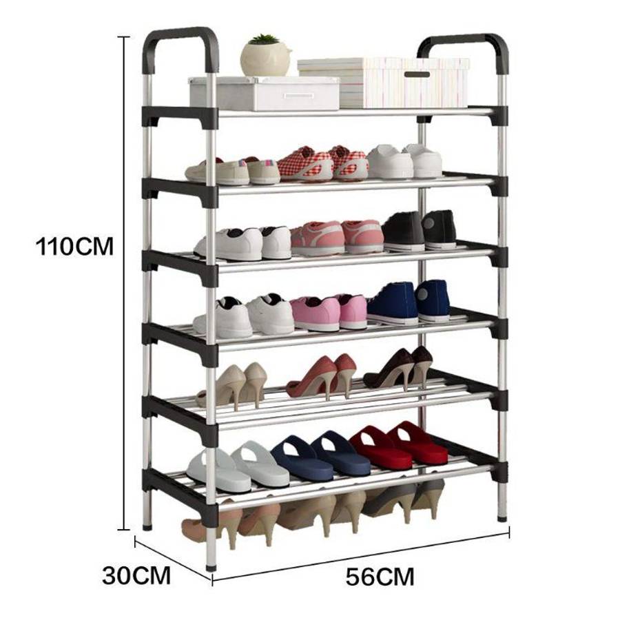 6-Tier Shoe Racks Storage Organizers - Black/Silver
