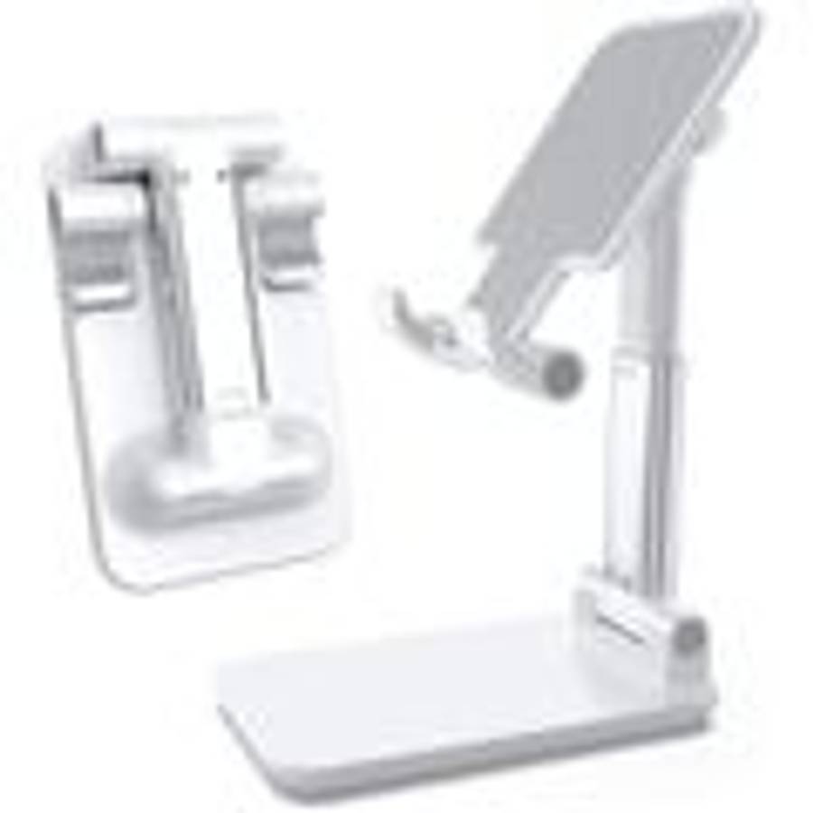 Folding Metal Tablet PC PAD Telescopic Phone Holder Adjustable Stand Desktop Lazy ... (COLOR: WHITE)