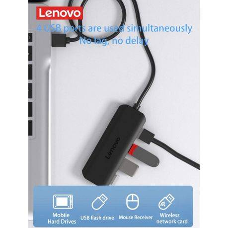 Lenovo - A601 - USB Hub 4-Port USB 3.0 Splitter Charging Supported - Black
