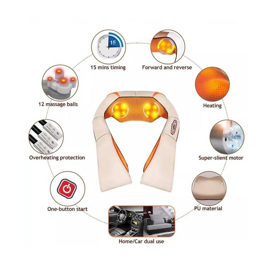 4D Neck Back Shoulder Massager with Heat Deep Kneading Massage Pillow