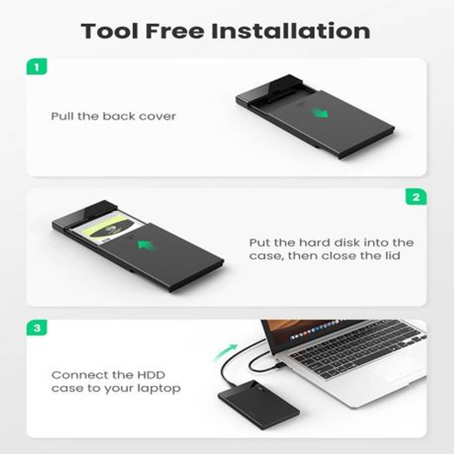 Ugreen - USB Type-C 2.5" SATA III External Hard Drive Enclosure - Ugreen - USB Type-C 2.5" SATA I...