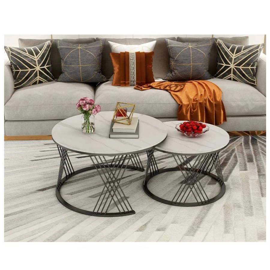 2-in-1 Round Marble Luxury Modern Coffee Table