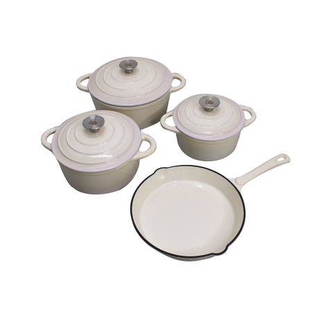 LMA 7 Piece Cast Iron Dutch Oven Cookware Set - Ice cream (PLEASE READ DESCRIPTION)