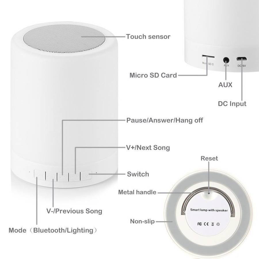 Techme CL-671 Touch Lamp Bluetooth Portable Speaker - OPEN BOX