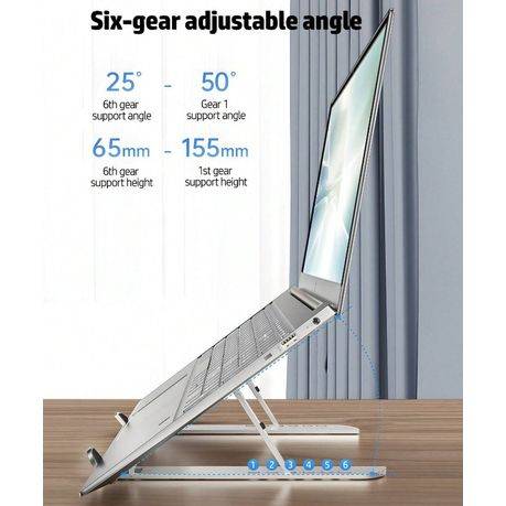 HP - Foldable Metal Laptop Stand With Multi-Gear Adjustment - Silver
