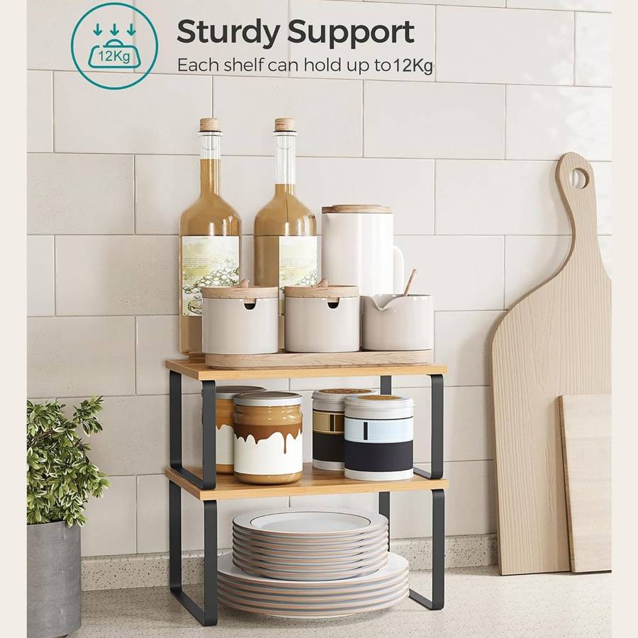Stackable Kitchen Cabinet Organiser Shelf Counter Storage