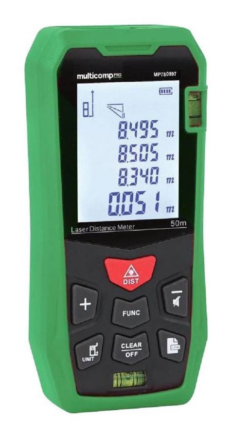 Multicomp Pro (MP780997) Laser Distance Meter, 2" Display, 50m, 2mm, LCD