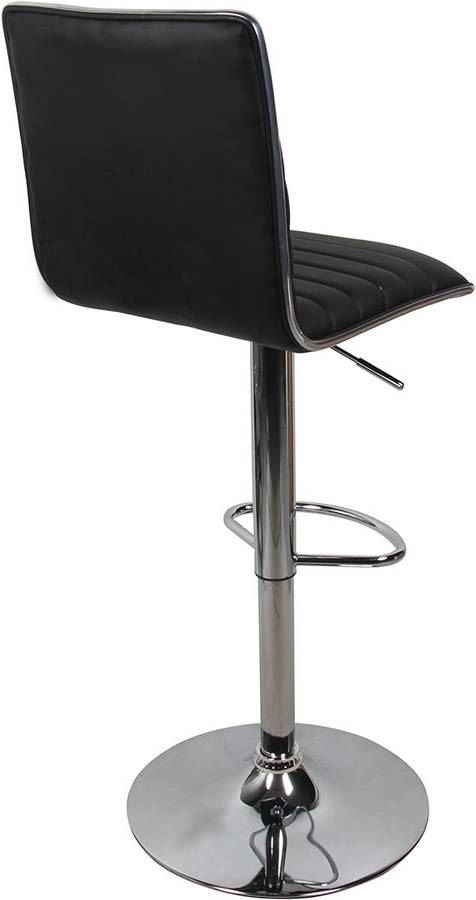 Adjustable Swivel Bar Stools-Faux Leather with High Backrest - Set of 2 - Black Colour