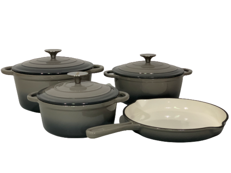 LMA Branded 7 Piece Cast Iron Cookware Set - Grey (PLEASE READ DESCRIPTION)