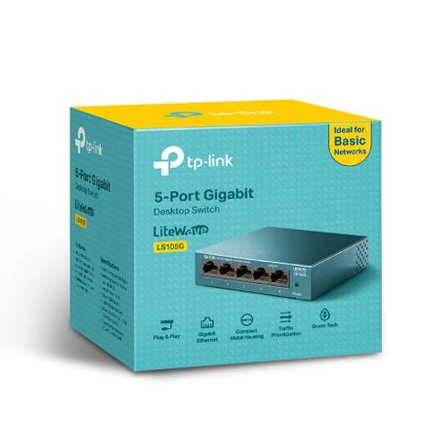 Tp-Link - LS105G 5-Port 10/100/1000Mbps Desktop Switch | Steel Housing - Tp-Link - LS105G 5-Port ...