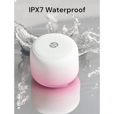 HP - BTS07 - Waterproof Bluetooth Speaker With Hi-Fi Sound - White/Pink