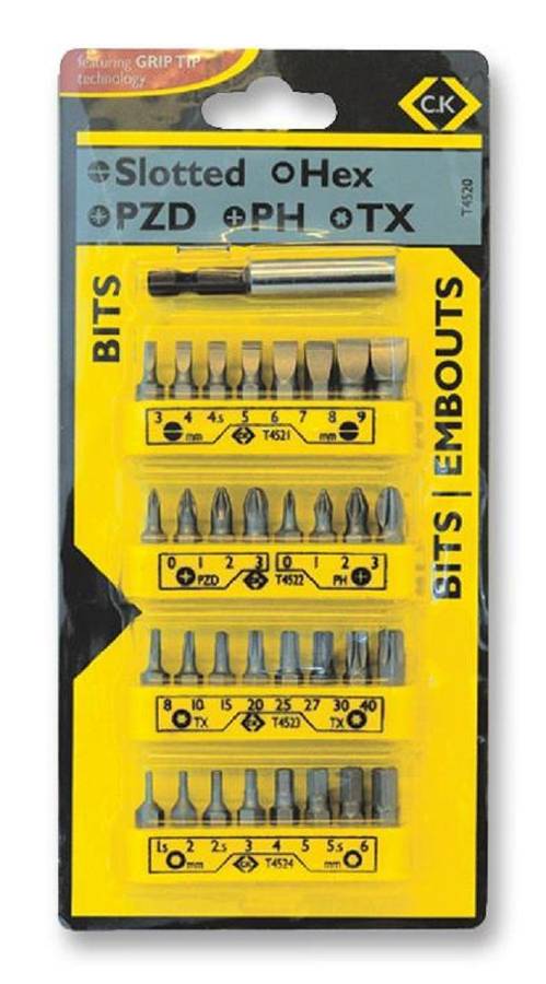 CK Tools (T4520) Bit Set, Screwdriver, Slotted, 32 Piece