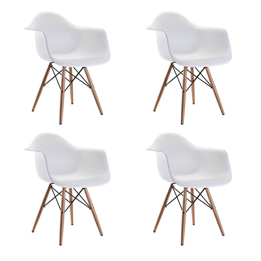 Modern Bucket Chairs For Living Or Dining Areas - White - 4 Pack