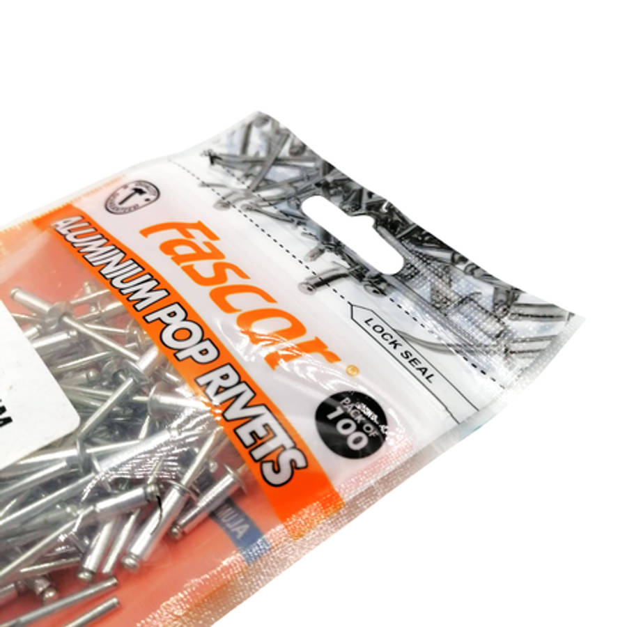 Fascor - 100Pcs Blind Aluminium Pop Rivets - 3.2x10mm - Fascor - 100Pcs Blind Aluminium Pop Rivet...