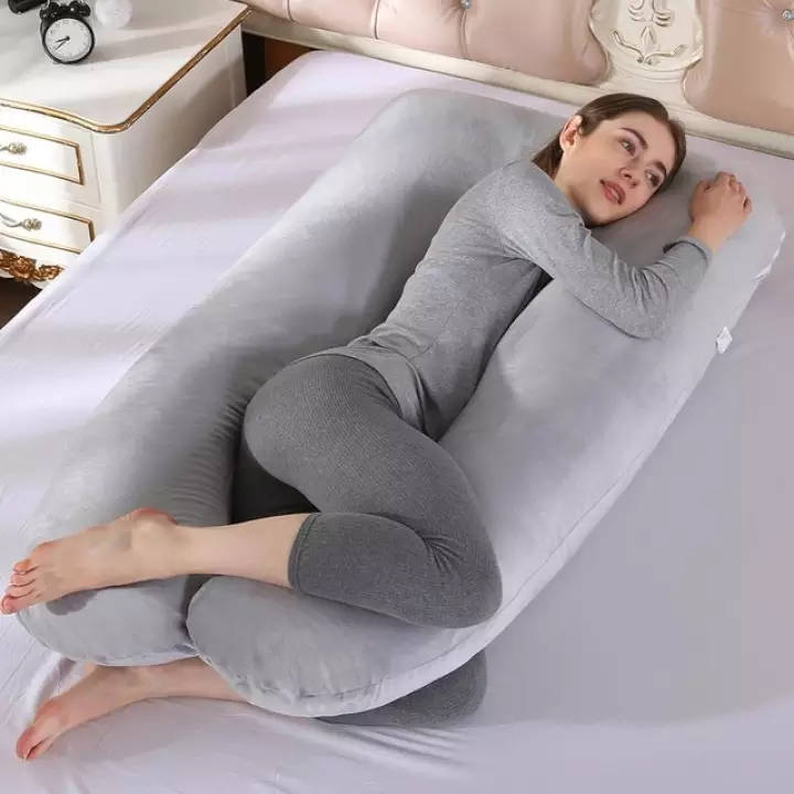 EKLO Pregnancy Pillows, U-Shape Full Body Pillow Jersey Cover Grey  Pregnancy Pillows for Sleeping