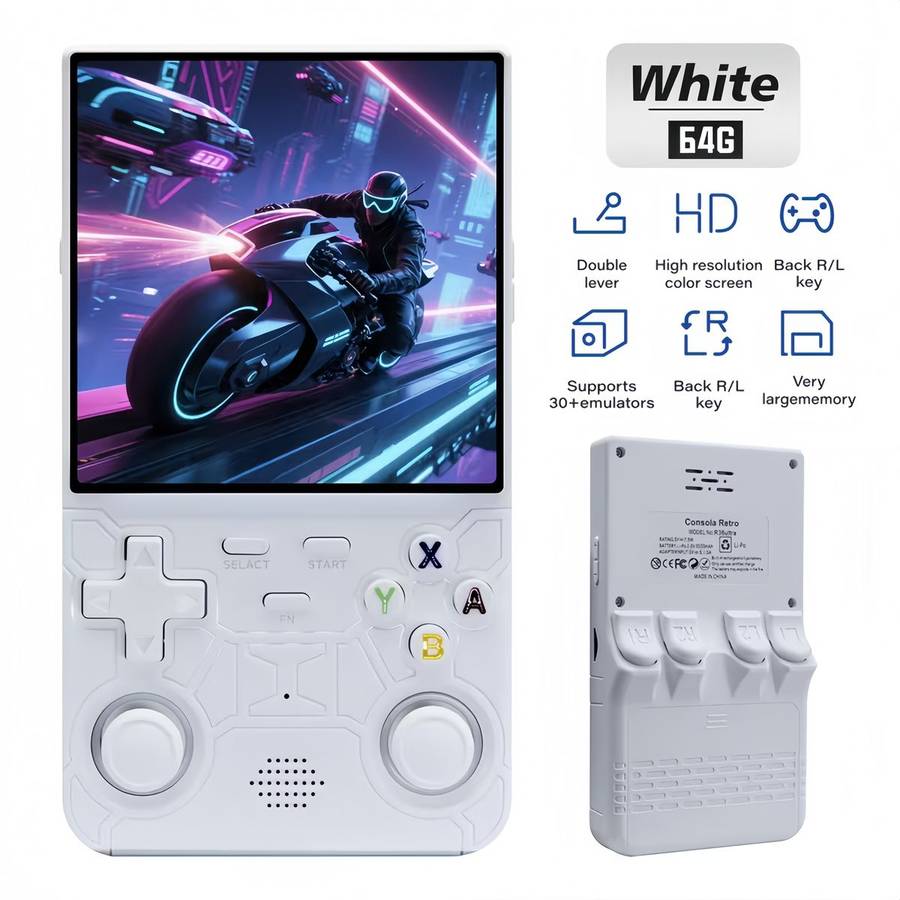 R36 Ultra Handheld Game Console, 4" IPS HD Screen, 64GB, Retro Gaming