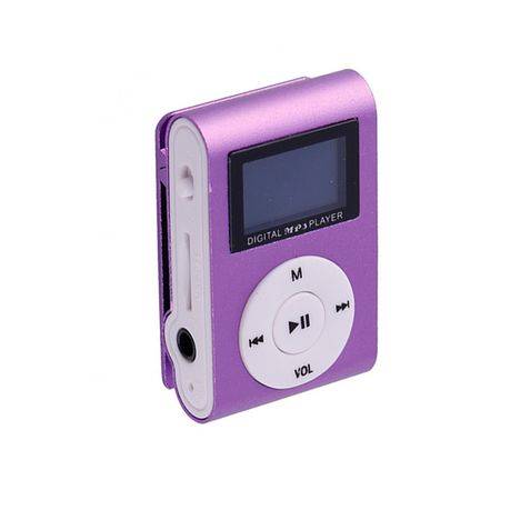 Portable Mp3 Mini Clip Player With LCD Screen - Purple