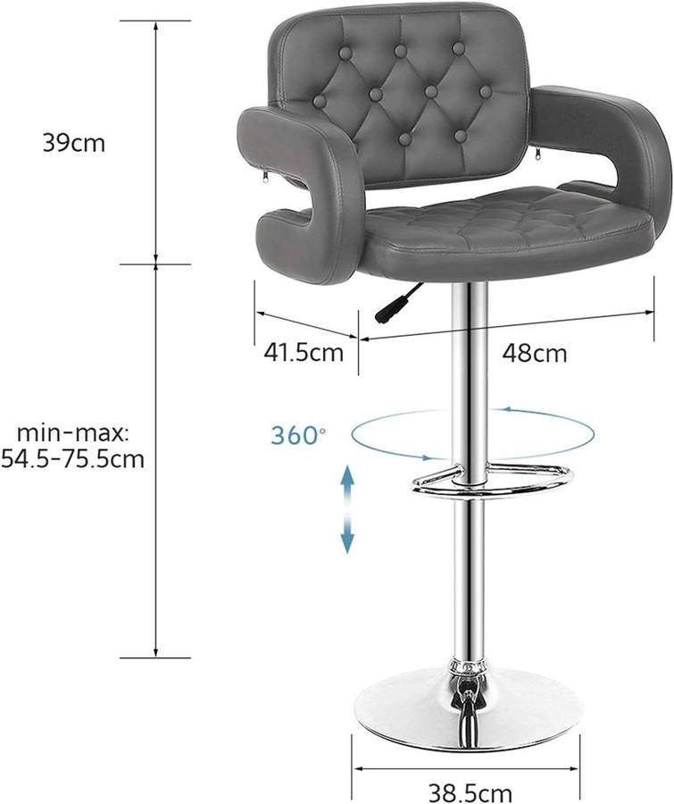 Bar Stools / Kitchen Breakfast Chairs -1 Pack - Grey Colour