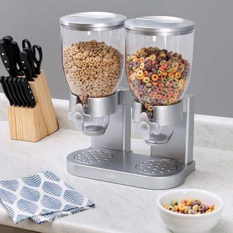 Double cereal dispenser silver (PLEASE READ DESCRIPTION)
