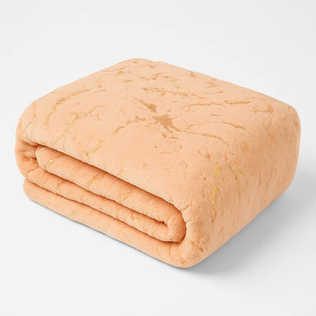 FLEECEX Metallic Plush Fleece Warm Winter Lightweight Blanket & Throw -150 x 200 cm - Peach