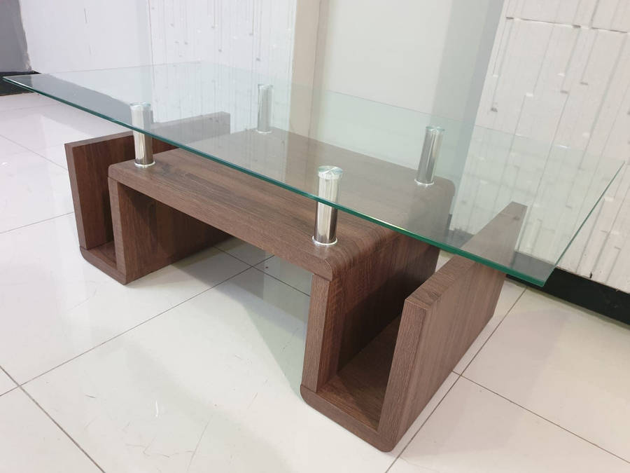 Coffee Tables - Tempered Glass Top - Brown Base