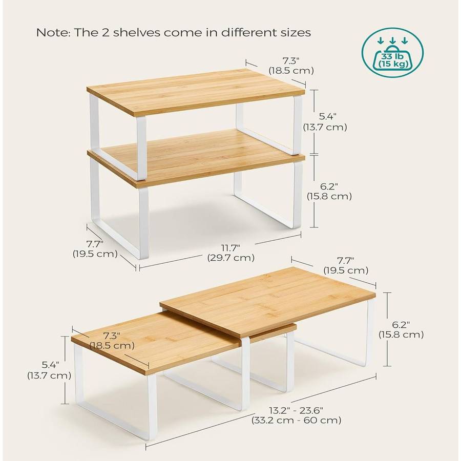 Stackable Kitchen Cabinet Organiser Shelf Counter Storage