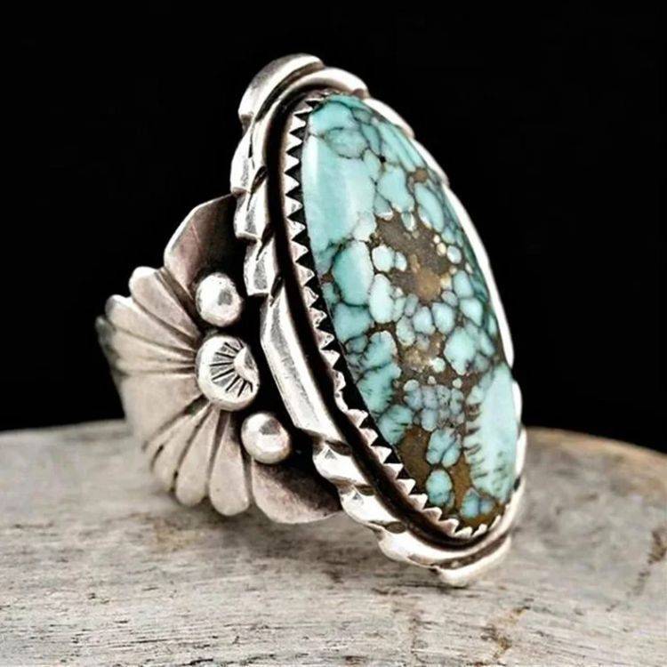 Vintage Fashion Men Ring Green Geometric Design Unisex - 8