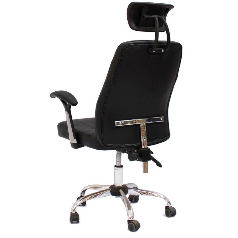 Office Chairs - Contemporary Design PU Leather Office Arm Chair- Reclinable Backrest -Black Colour