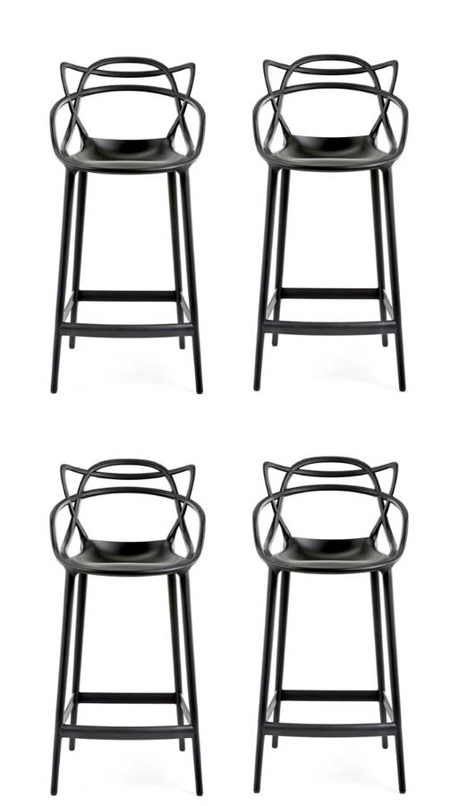Bar Stool - Plastic - Black - 4 Pack