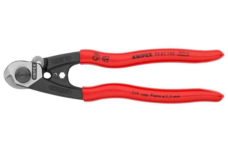 Knipex (95 61 190) Cutter, Nibbler, Wire Rope, 6 mm Cutting Capacity