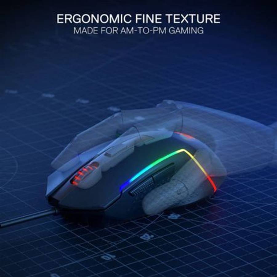 Redragon - Trident 10000DPI 6-Button RGB Gaming Mouse - Black - Redragon - Trident 10000DPI 6-But...