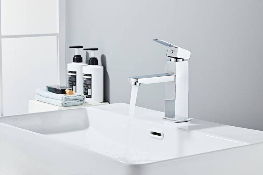 Jack Brown Square Bathroom Basin Mixer Tap With Hose - Chrome