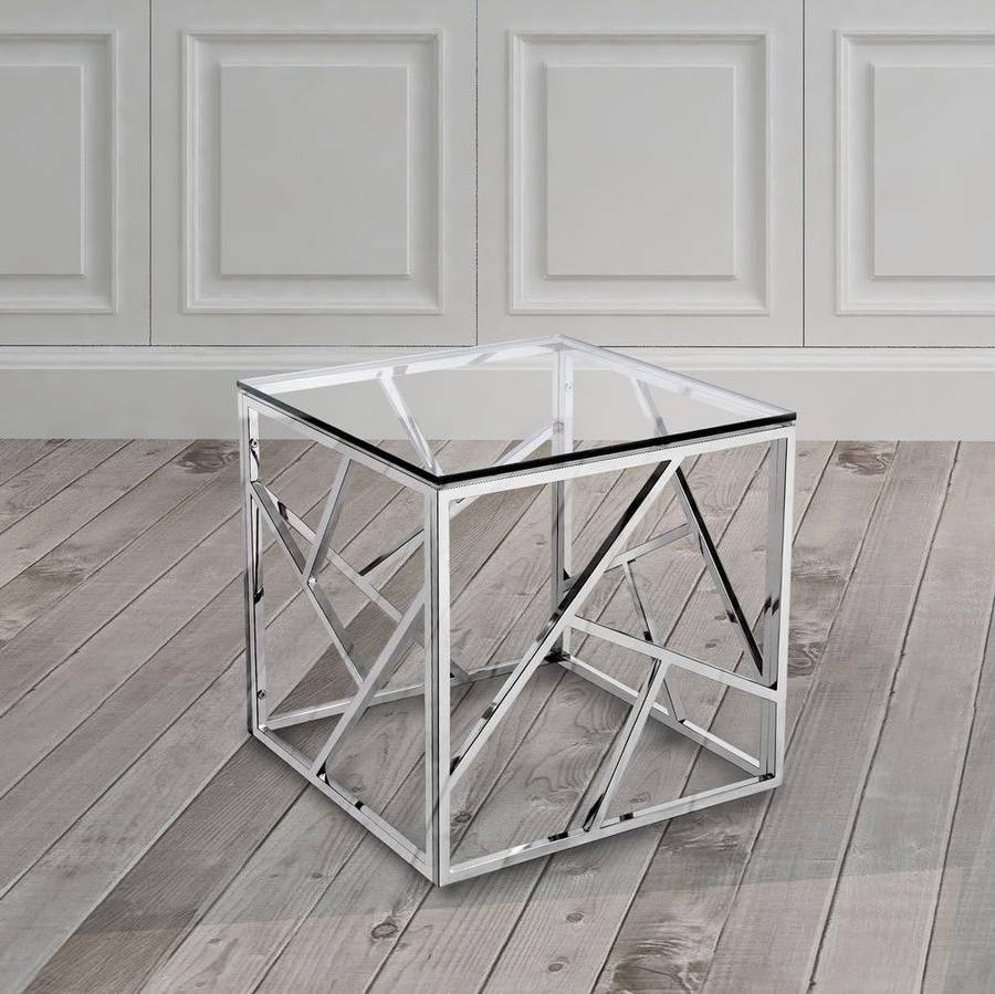 Cyprus Side/ End Table- Grey, Transparent