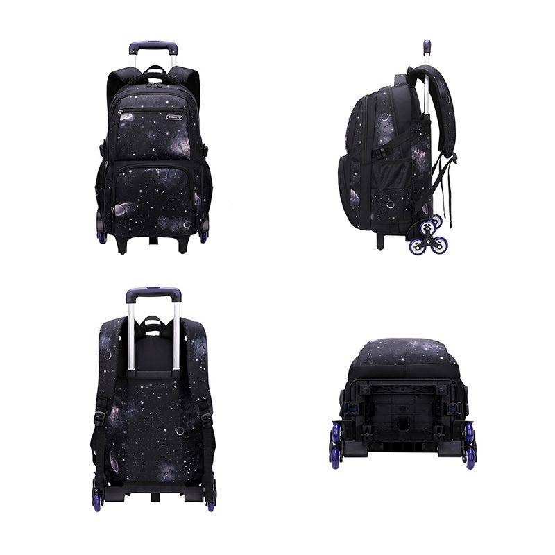 3 Piece Rolling Backpack Set Trolley Preschool Bags For Students - Blue