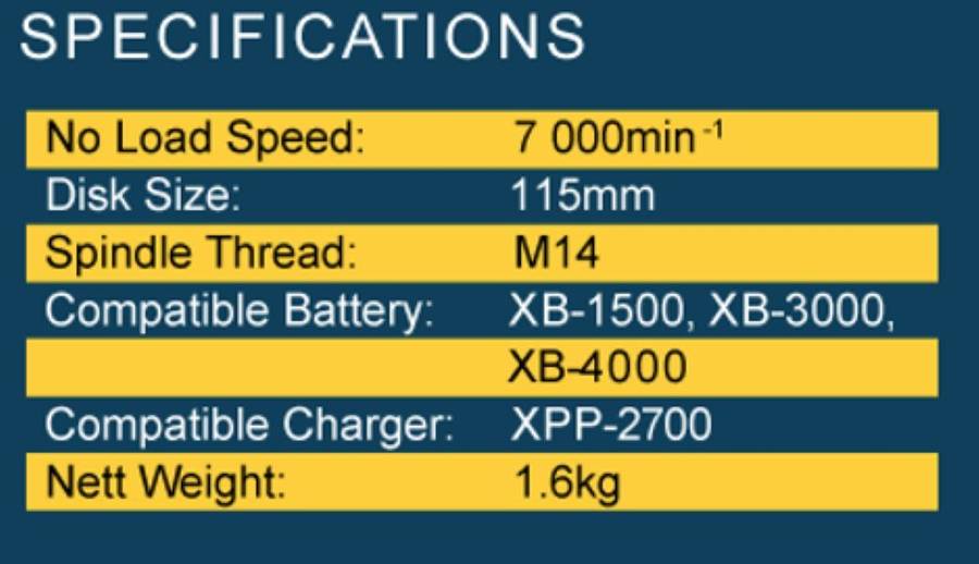 Ryobi 18V Li-Ion Cordless 115 mm Angle Grinder XG-115-(NO BATTERY)