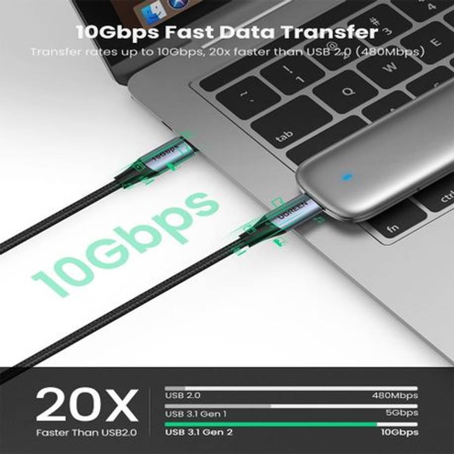 Ugreen - Gen2 Type-C Male to Male Data Cable  240W Fast Charging | 10Gbps | 4K - Ugreen - Gen2...
