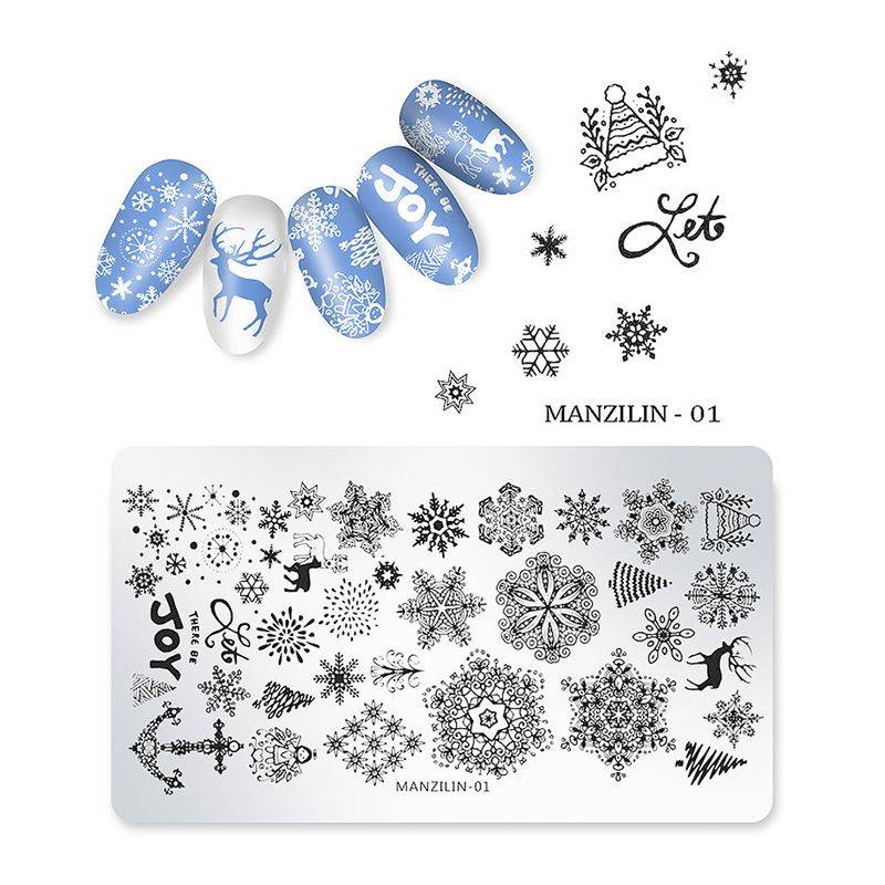 5 Sheet Nail Stamping Plate Set With Stamp And Scraper - No.1
