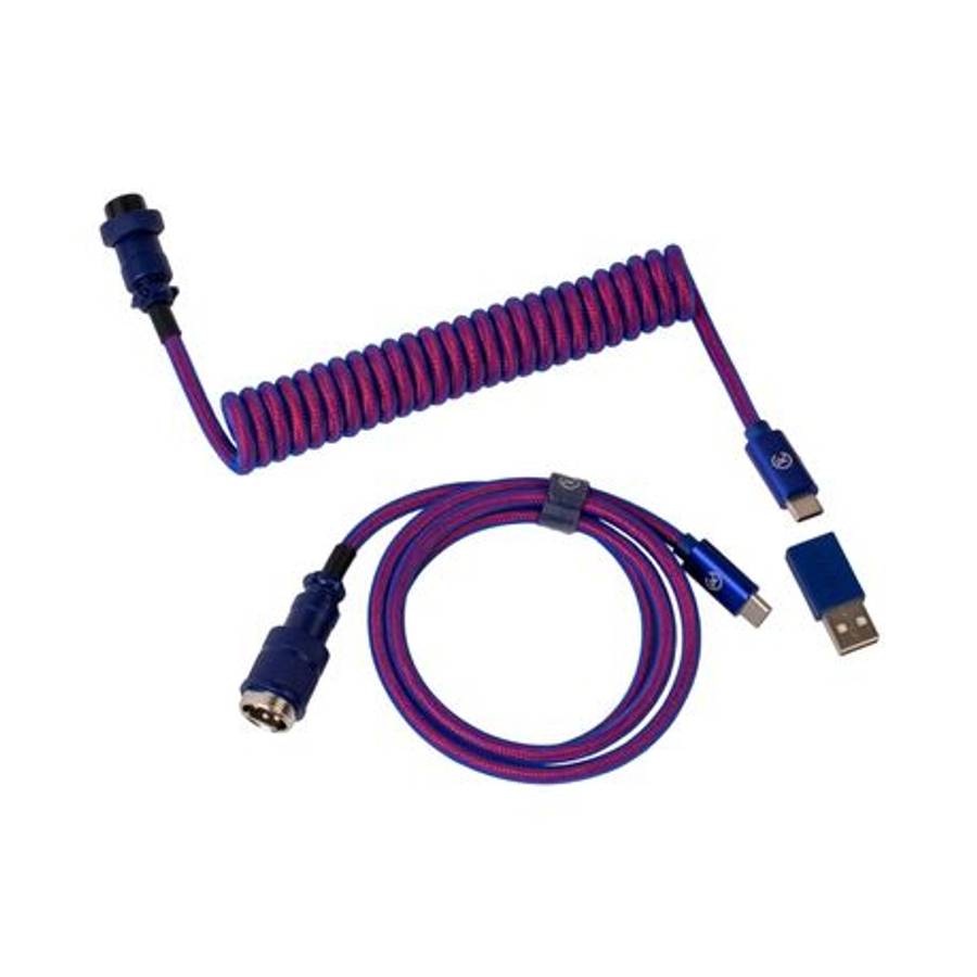 Keychron - Premium Coiled Aviator USB Cable | Type-C + USB-A Adapter | Detachable Aviator Connect...