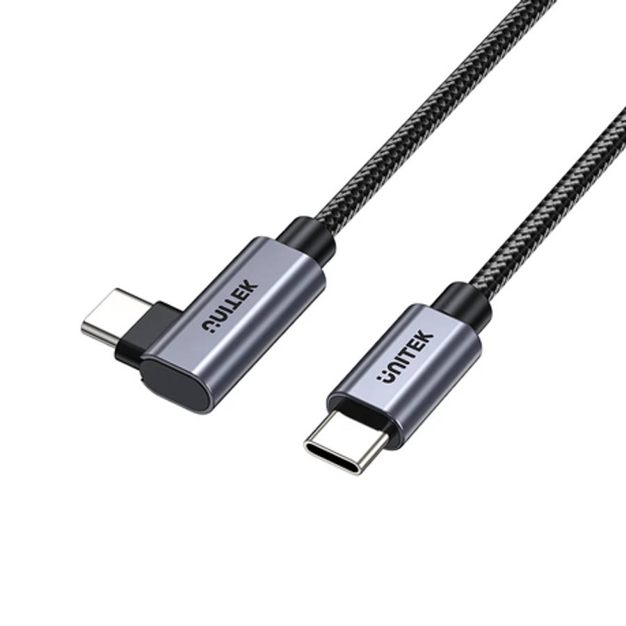 Unitek - C14123bk | 100w Usb2.0 Type-C Nylon Braided Cable with 90 Degree - Unitek - C14123bk | 1...