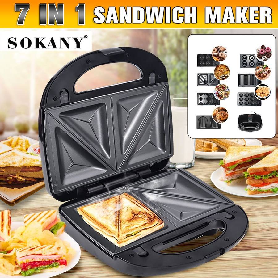 7-in-1 Multifunctional Electric Sandwich, Waffle, Muffin, Donut Maker