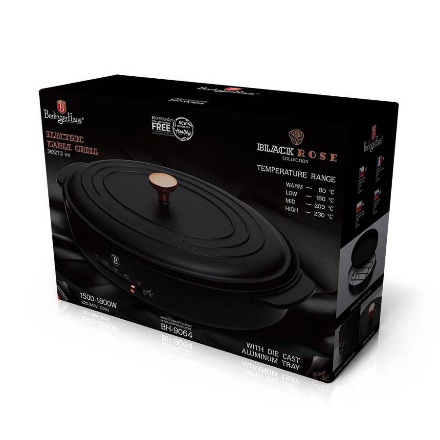 Berlinger Haus 1800W Electric Table Grill - Black Rose Collection