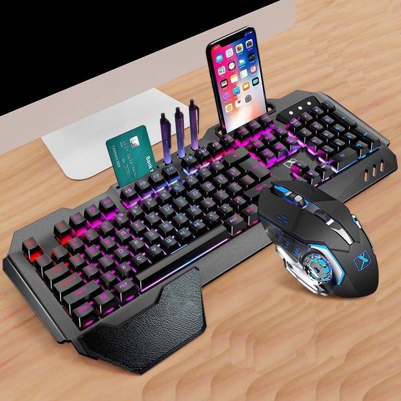 Wireless 2.4G RGB Backlit Mechanical Feel Gaming Keyboard Mouse