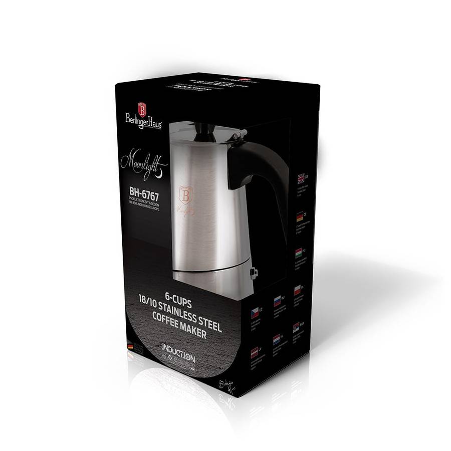 Berlinger Haus 6-Cup Stainless Steel Induction Bottom Coffee Maker - Moonlight (DISPLAY MODEL)