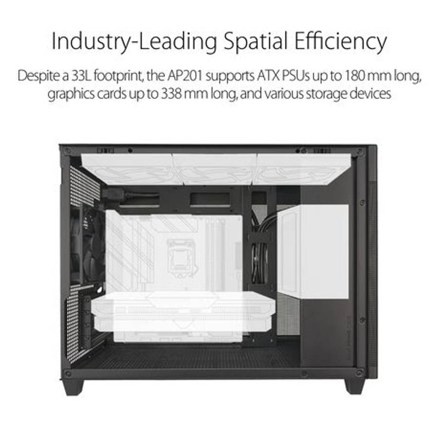 Asus - Prime AP201 Mesh MicroATX Chassis - Black - Asus - Prime AP201 Mesh MicroATX Chassis - Black