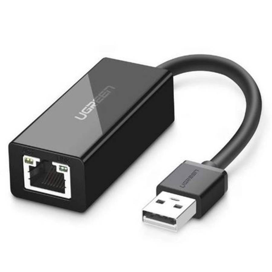 Ugreen - CR110 Ethernet Adapter | USB 2.0 to RJ45 - Black - Ugreen - CR110 Ethernet Adapter | USB...